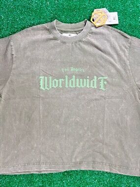 RE/DONE Los Angeles "Worldwide" Short Sleeve Tee - Olive Green